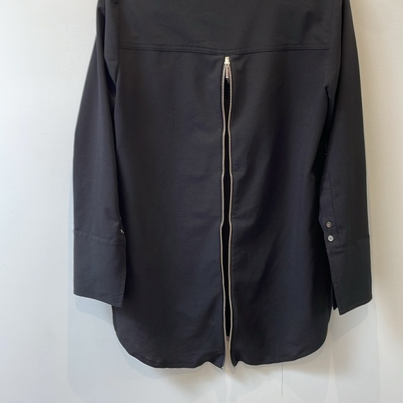 Periphery BLACK zip back blouse Tuxedo Collar Zipper at the back longsleeve Sz 4 - Picture 3 of 10